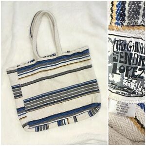 Original Senor Lopez Baja Tote Bag Beach Vacation Cream  Blue Yellow Vintage